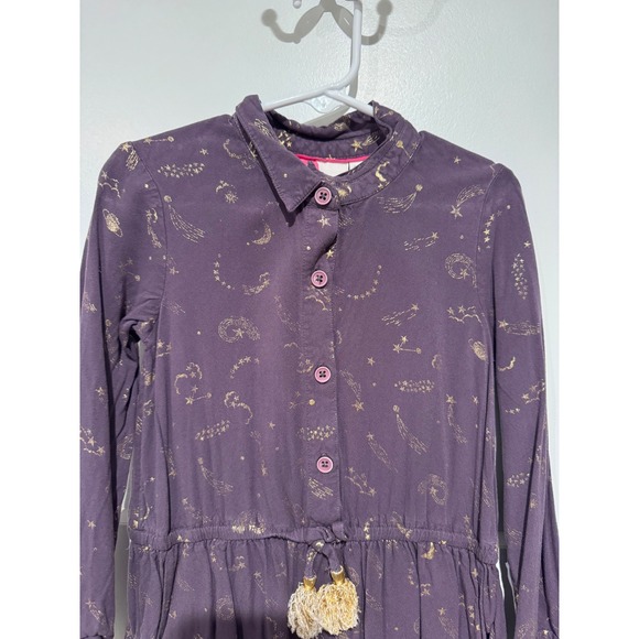 Boden Girls Purple Constellation Print Button Front Dress with Tie Size 6-7 - Picture 4 of 7